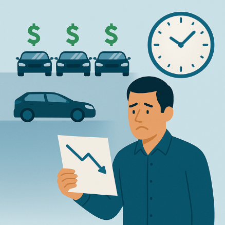 Man looking at capital tied up in vehicles stuck in hold yards