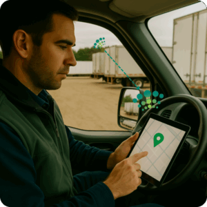 tablet transmitting trailer location data